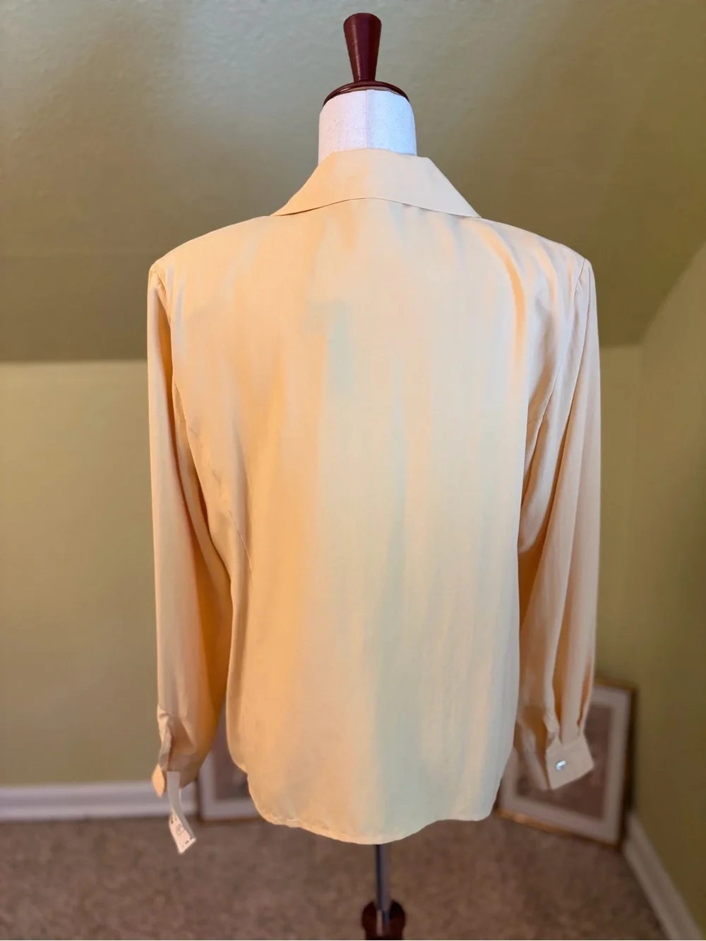 Pristine Deadstock 1990s Alex New York Butter Yellow 100% Silk Blouse Size 12